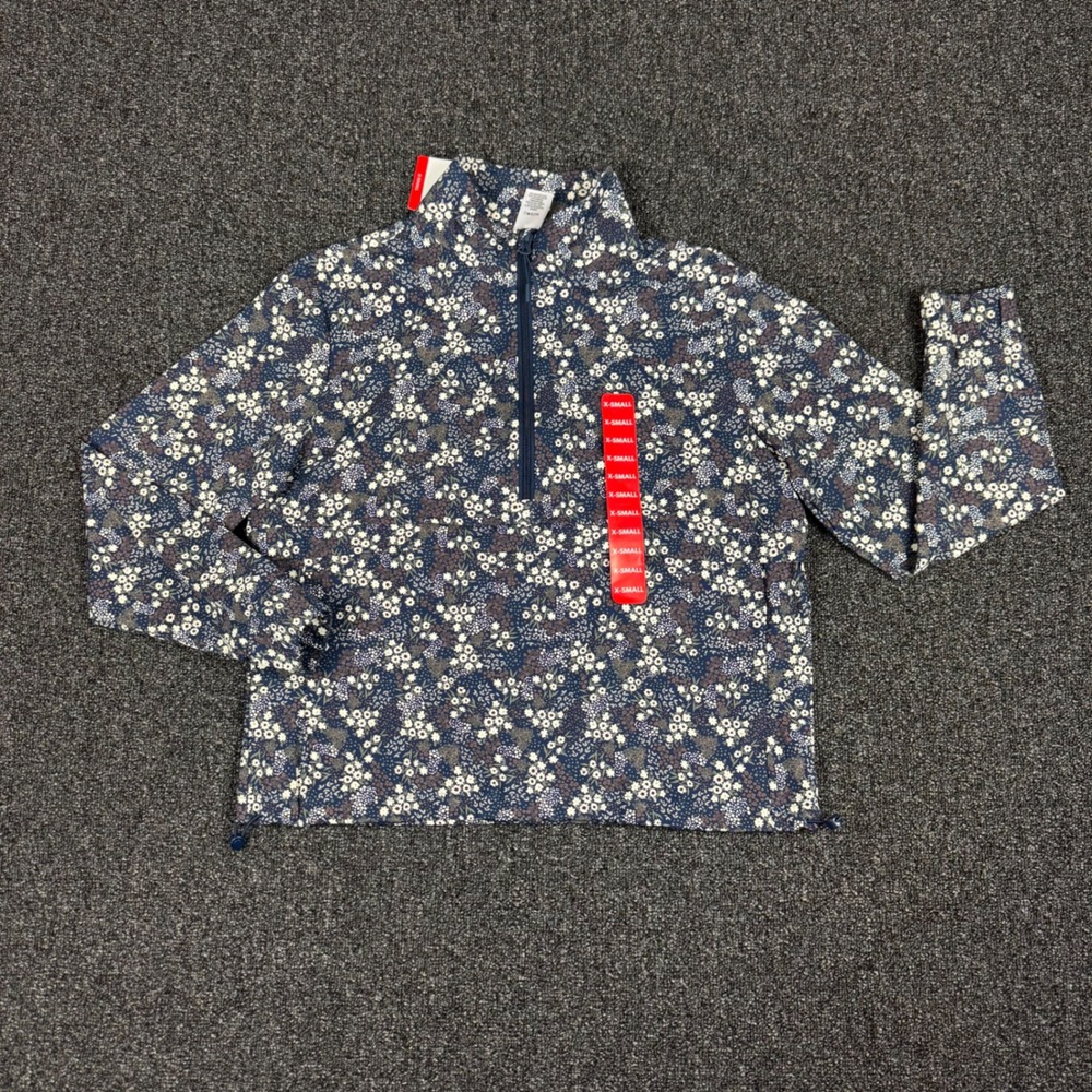 Member's Mark Travel Pullover Ditsy Floral Women XS Blue NEW activewear